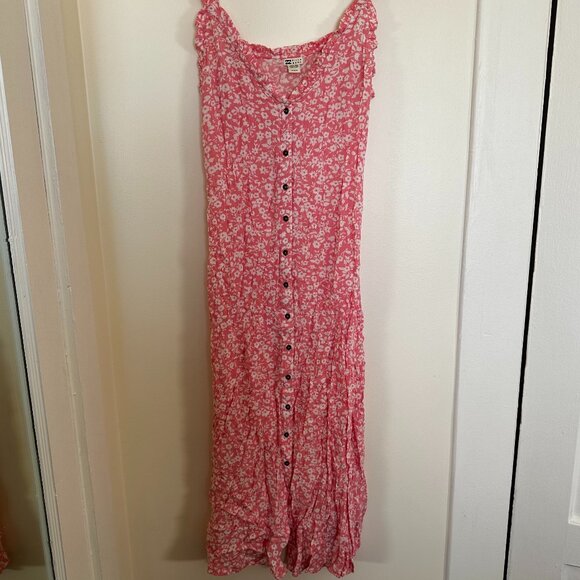 Billabong Sweet Edges Dress Pink Floral Size M Button Front - Picture 4 of 6